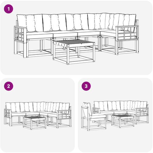  Set vanjskih sofa 6 kom. Bijela i krem Slike