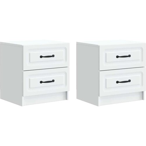  Noćni ormar 2 pcs Bijela 43 x 34 5 x 44 5 cm Konstruirano drvo Cene