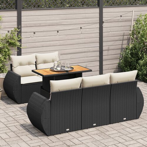 vidaXL 6-dijelni set vrtnih sofa s jastucima crni od poliratana Cijene