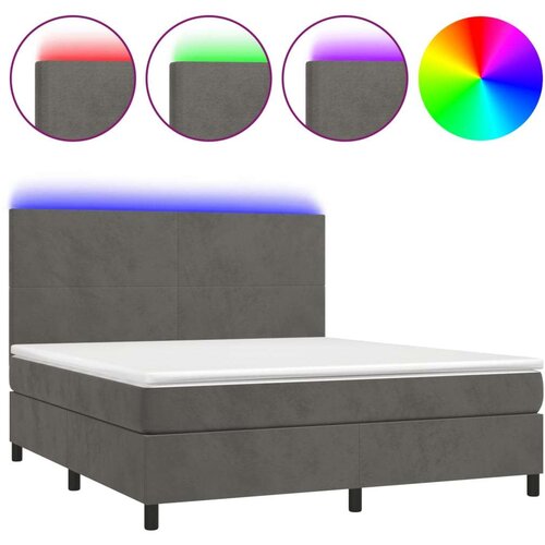  Box spring s madracem LED tamnosivi 180x200 cm bar&amp;scaron;un Slike