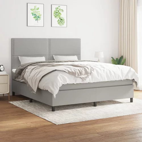 vidaXL Box spring postelja z vzmetnico svetlo siva 180x200 cm blago