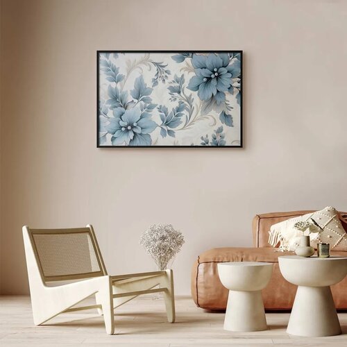  Plakat Turquoise Ornamental Retro Flowers 90x60 Crni okvir Cijene