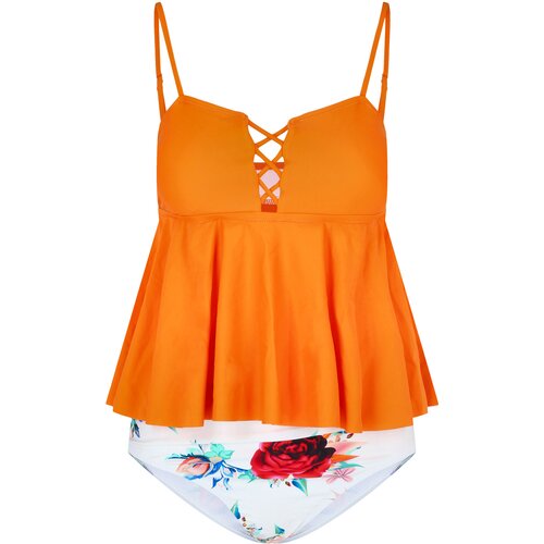 CUPSHE Ženski dvodelni kupaći D121 narandžastobeli