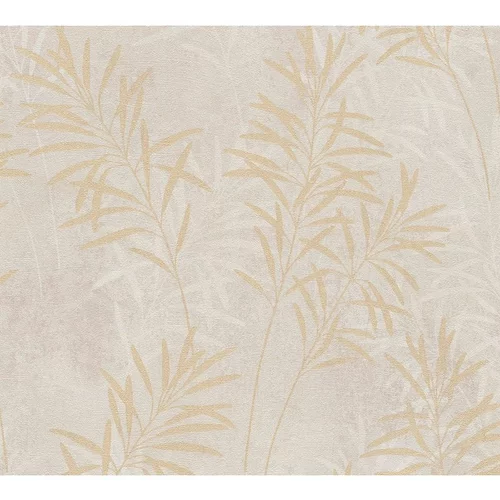 A.S. CREATION TAPETEN Tapeta iz netkane tekstilije AS CREATION Terra Floral (kremna, vzorec listov, 10,05 x 0,53 m)