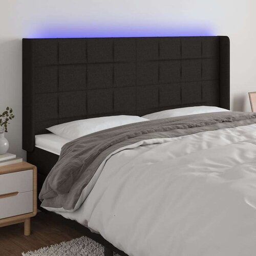  Uzglavlje crno 163 x 16 x 118/128 cm od tkanine Slike