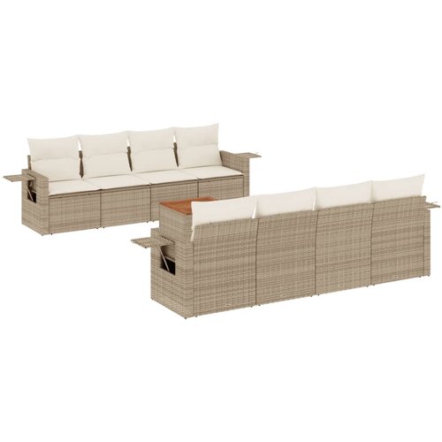 vidaXL 9-dijelni set vrtnih sofa s jastucima bež od poliratana Cijene
