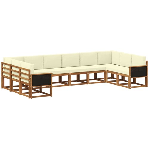 vidaXL Zunanja garnitura za sedenje 10 pcs Naravna in smetana, (5000280039) Cene