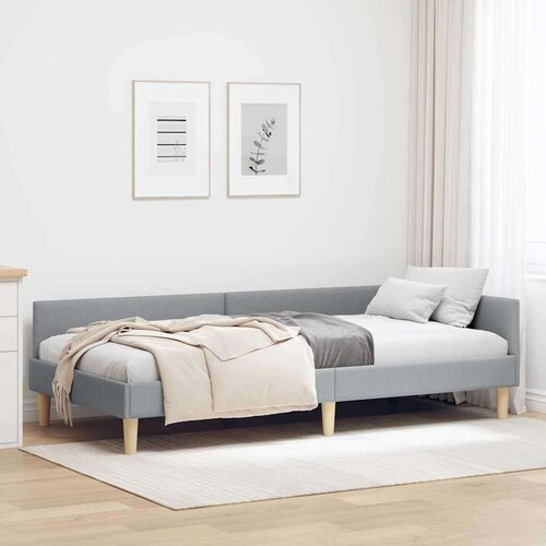 vidaXL Kutni okvir kreveta Ostalo s uzglavljem Svjetlosiva 90 x 200 cm Cene