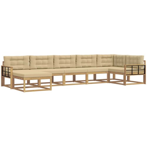  Set vanjskih sofa 7 kom. Bijela i bež Smeđa 406 x 168,5 x 73 cm Slike