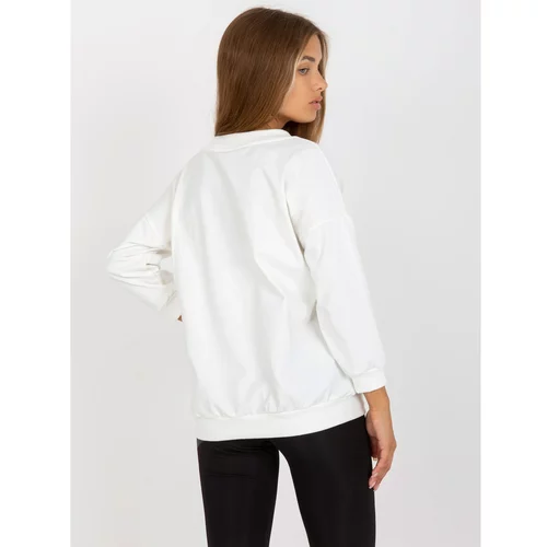 Fashion Hunters Ecru basic cotton blouse with 3/4 sleeves