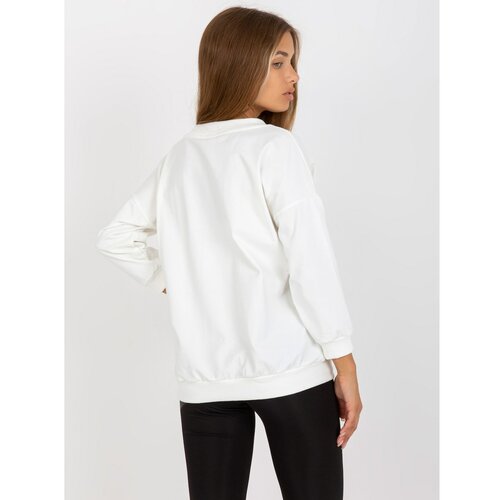 Fashion Hunters Ecru basic cotton blouse with 3/4 sleeves Slike