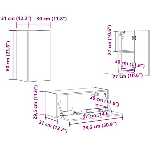  Set TV komoda Zidne 2 pcs Umjetnički hrast Konstruirano drvo Slike