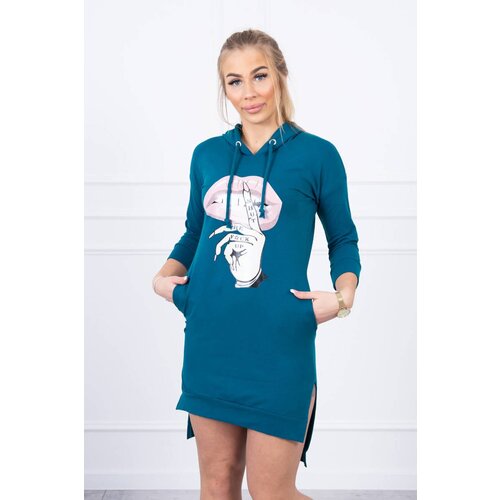 Kesi Dress with a longer back and a colorful marine print Slike