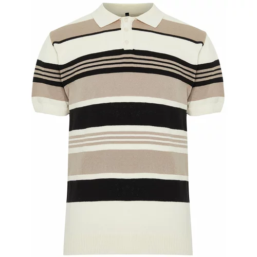 Trendyol Men's Multicolor Regular Fit Striped Knitwear Polo Collar T-Shirt