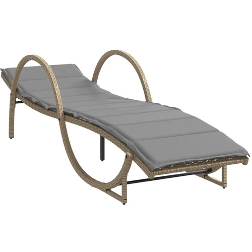 Maison Chic Ležalnik - Sončna ležalnik z blazino bež 60x199x42 cm poli ratan, (22042838) Cene