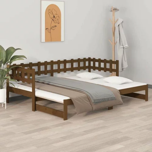  Izvlečna dnevna postelja medeno rjava 2x(80x200) cm borovina, (20726445)
