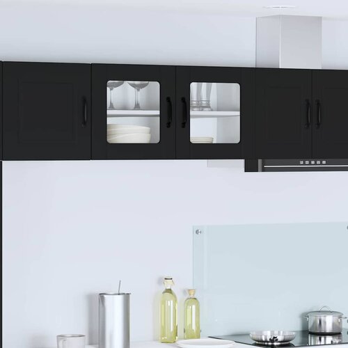 vidaXL Stenska kuhinjska omarica Črna 80 x 31 x 40 cm Konstruiran les Cene