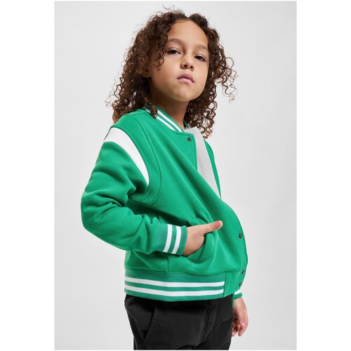Urban Classics Boys Inset College Sweat Jacket bodegagreen/white Cene