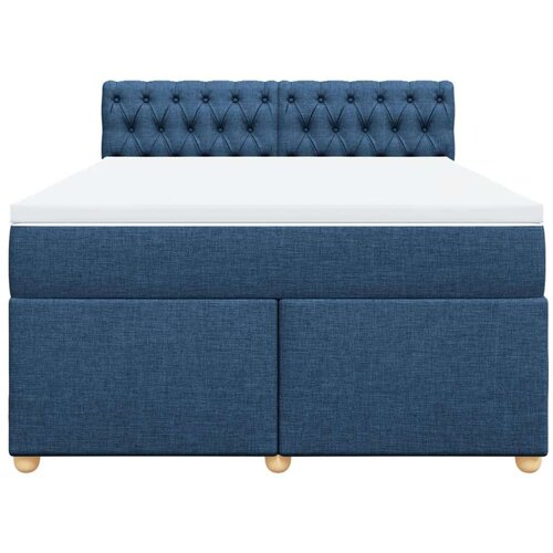 VidaXL Krevet s oprugama i madracem plavi 140 x 190 cm od tkanine Slike
