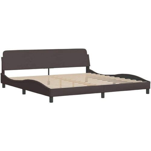  Okvir kreveta s LED svjetlima tamnosmeđi 200x200 cm od tkanine Slike