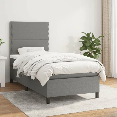  Box spring postelja z vzmetnico temno siva 90x190 cm blago, (20900552)