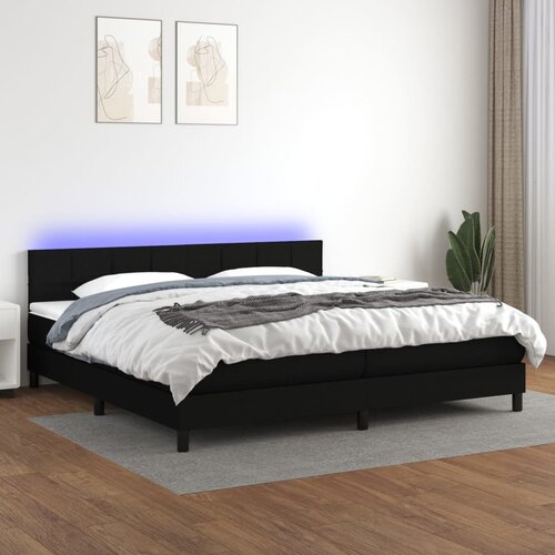Krevet box spring s madracem LED crni 200x200 cm od tkanine Slike