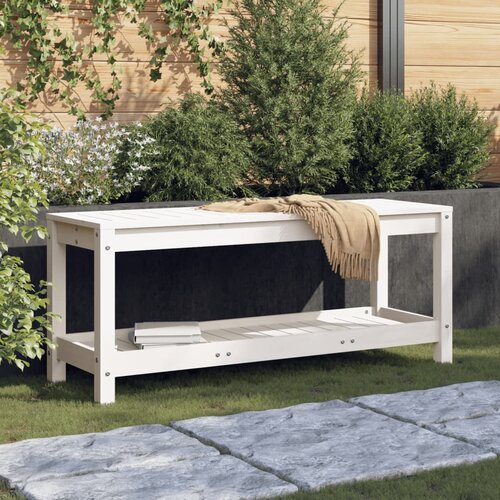  The Living Store Vrtna klop bela 108x35x45 cm trdna borovina - Vrtna Klop, (21455003) Slike