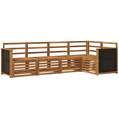 vidaXL Kotna sedežna garnitura 4 pcs Naravna Masiven les akacije, (5000283647) Cene