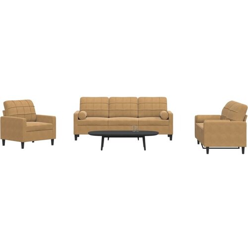 VidaXL 3-dijelni set sofa s jastucima smeđi bar&amp;scaron;unasti Slike