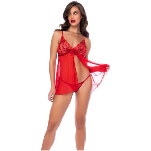 Mapalé - čipkasta babydoll s tangicami (rdeča) Cene