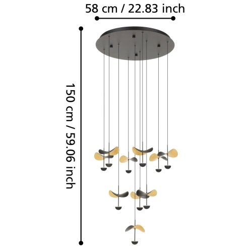 Eglo 390339 - led prigu&amp;scaron;iva luster na sajli dracera 10xLED/2,3W/230V, prečnik 58 cm Slike