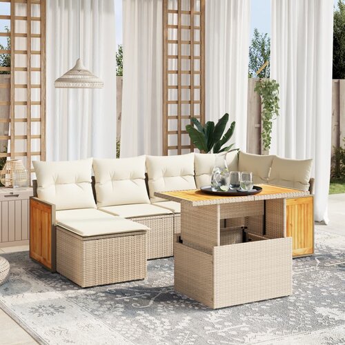 vidaXL 7-dijelni set vrtnih sofa od poliratana s jastucima bež Cijene