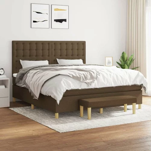  Box spring postelja z vzmetnico temno rjava 180x200 cm blago, (20902229)
