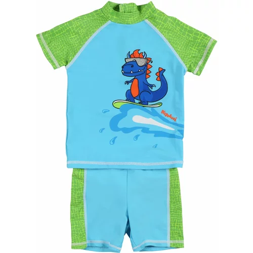 Playshoes Jednodijelni kupaći kostim 'DINO' nebesko plava / svijetloplava / zelena / crvena