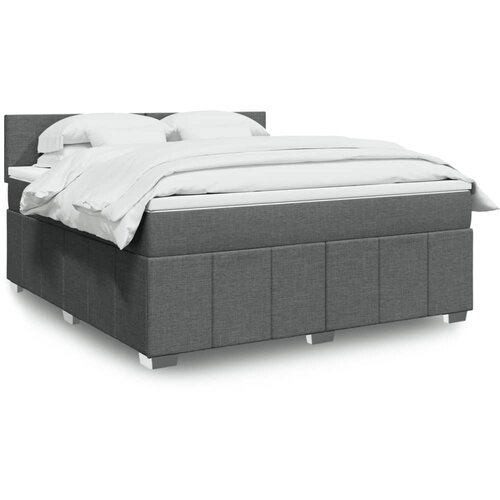 vidaXL Box spring postelja z vzmetnico temno siva 180x200 cm blago Cene
