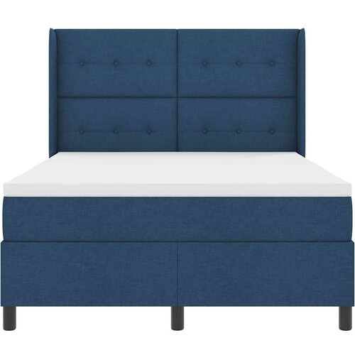  LED Box Spring Krevet s madracem Plava 140 x 200 cm tkanina Slike