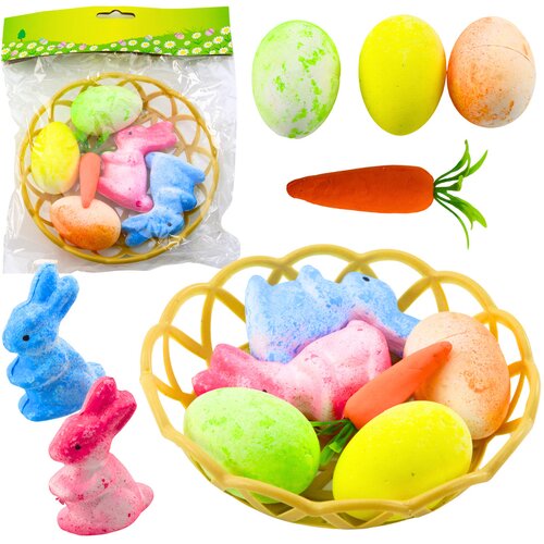  Easter Decorations In Basket Bunnies Eggs Carrot 6pcs Cijene