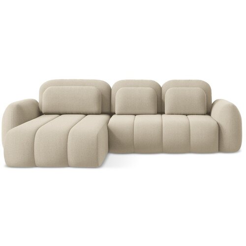 Makamii Svjetlo smeđa sklopiva/s prostorom za odlaganje kutna garnitura od boucl&amp;eacute; tkanine (s lijevim kutom/s ležaljkom) Pele &amp;ndash; Slike