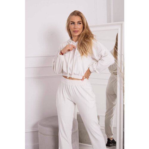 Kesi Velour set with hood ecru Slike