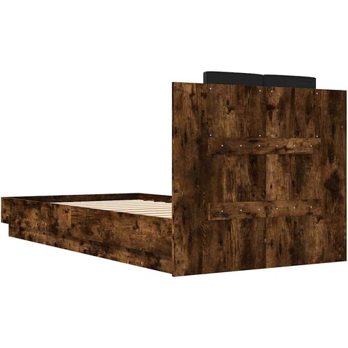  Okvir za krevet s uzglavljem i LED svjetlima boja hrasta Smeđa 90 x 190 cm Slike