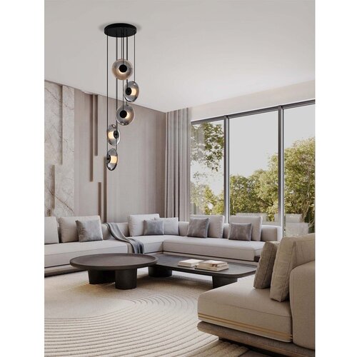 Nova Luce Mat črna steklena LED zatemnitvena viseča svetilka &amp;oslash; 40 cm Ballet &amp;ndash; Slike