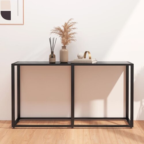 VidaXL Konzolni stol crni 140 x 35 x 75,5 cm od kaljenog stakla Slike