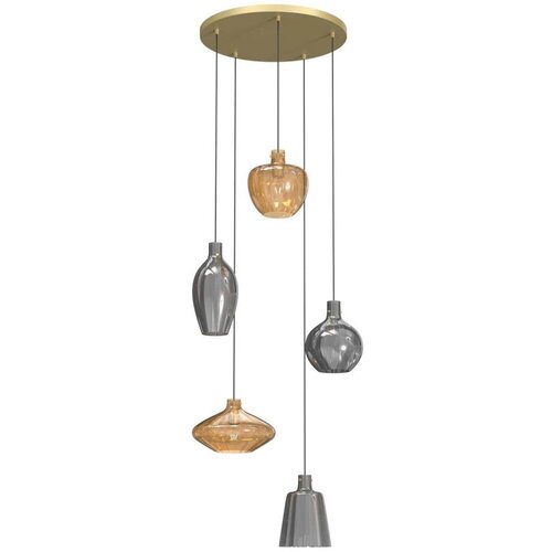 Wofi 5005-501 - Luster na sajli ROUEN 5xE14/40W/230V zlatna/siva Cene