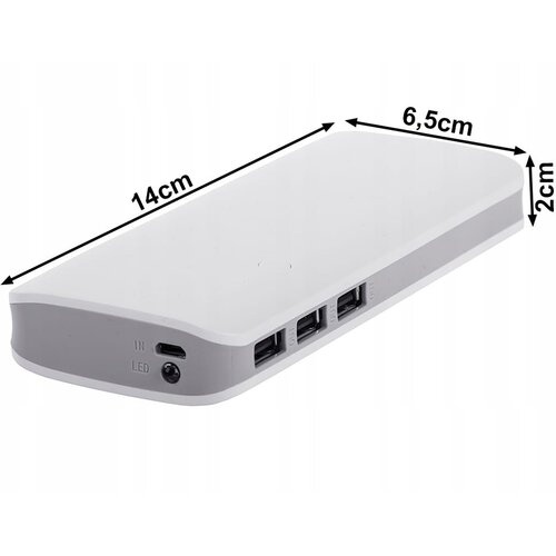  10000mAh prenosna baterija LED in 3x USB 2.1 powerbank bel Slike