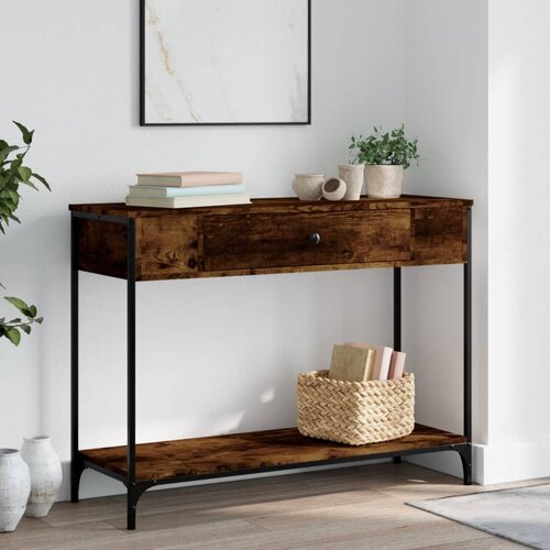 The Living Store Konzolna mizica dimljen hrast 100x34,5x75 cm inženirski les - Konzolna Mizica, (21574781) Slike