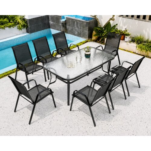 Alberg Garden sto sa 8 stolica set - kaljeno staklo Slike
