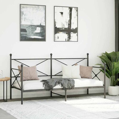  Dnevni krevet bez madraca crni 75x190 cm čelik Slike