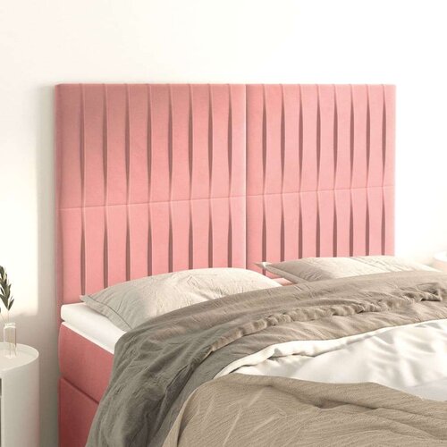  Posteljno vzglavje 4 kosa roza 72x5x78/88 cm žamet, (20932940) Slike
