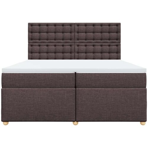 VidaXL Krevet s oprugama i madracem tamnosmeđi 200x200 cm od tkanine Slike