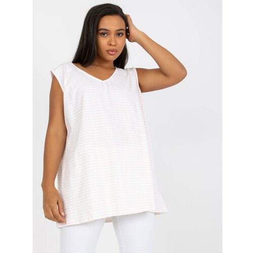 Fashion Hunters White and pink plus size cotton top Slike